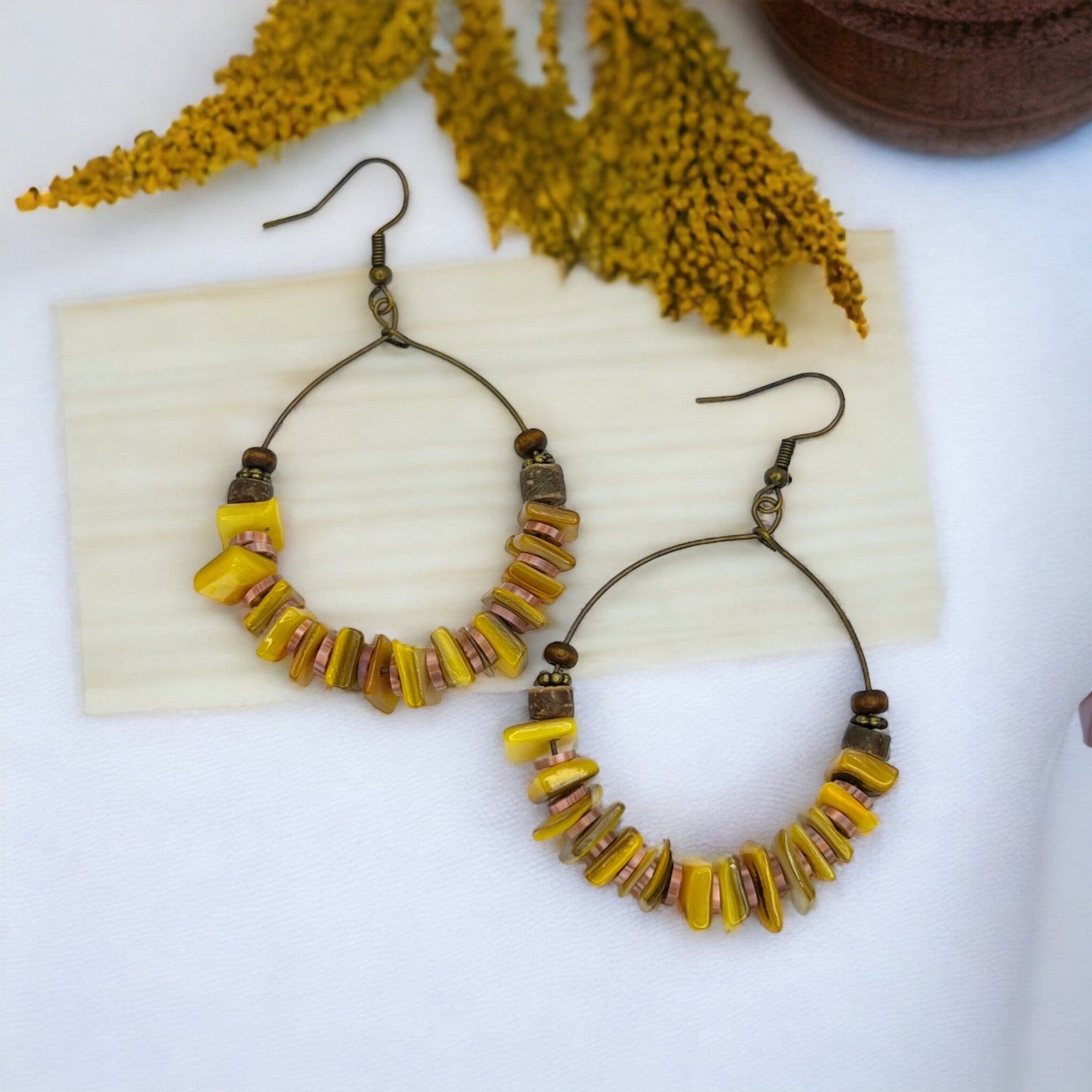 Boho Drop Earrings - Festival Accessories, Boho Chic, Beaded Earrings, Bohemian Style, Brown Earrings Gypsy Earrings, Dangle - Rhythms of Grace Creative