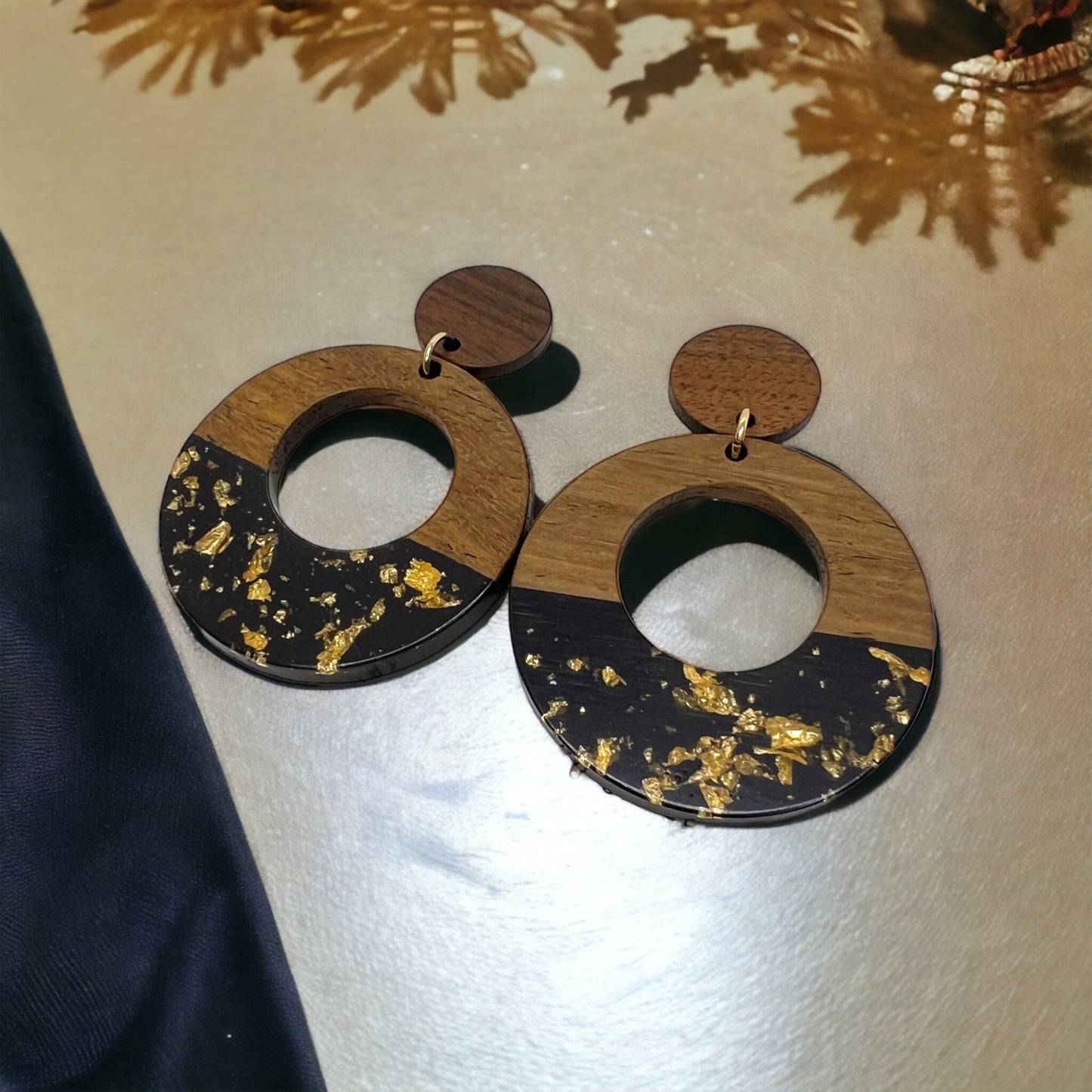 Black and Gold Beaded Earrings - Black and Gold, Fleur de lis, Handmade Earrings, Beaded Accessories, NOLA Saints - Rhythms of Grace Creative