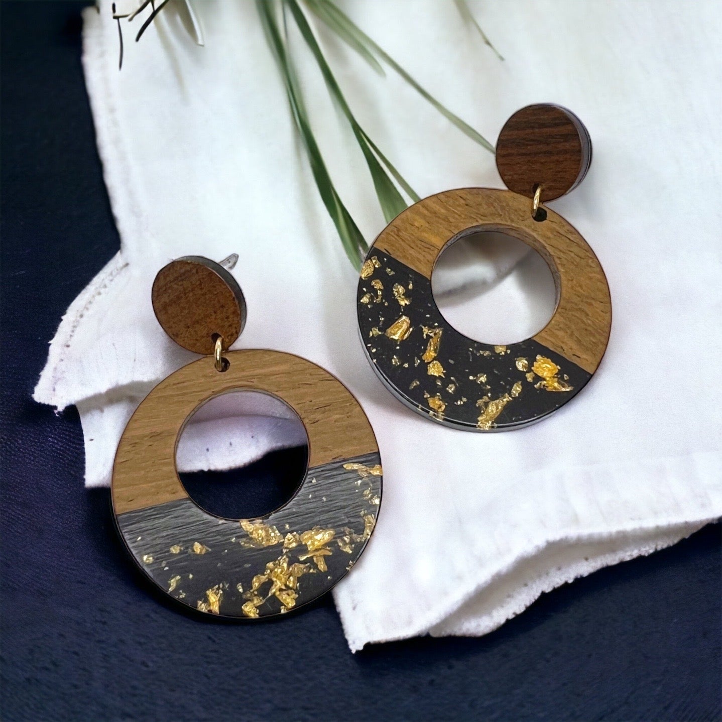 Black and Gold Beaded Earrings - Black and Gold, Fleur de lis, Handmade Earrings, Beaded Accessories, NOLA Saints - Rhythms of Grace Creative