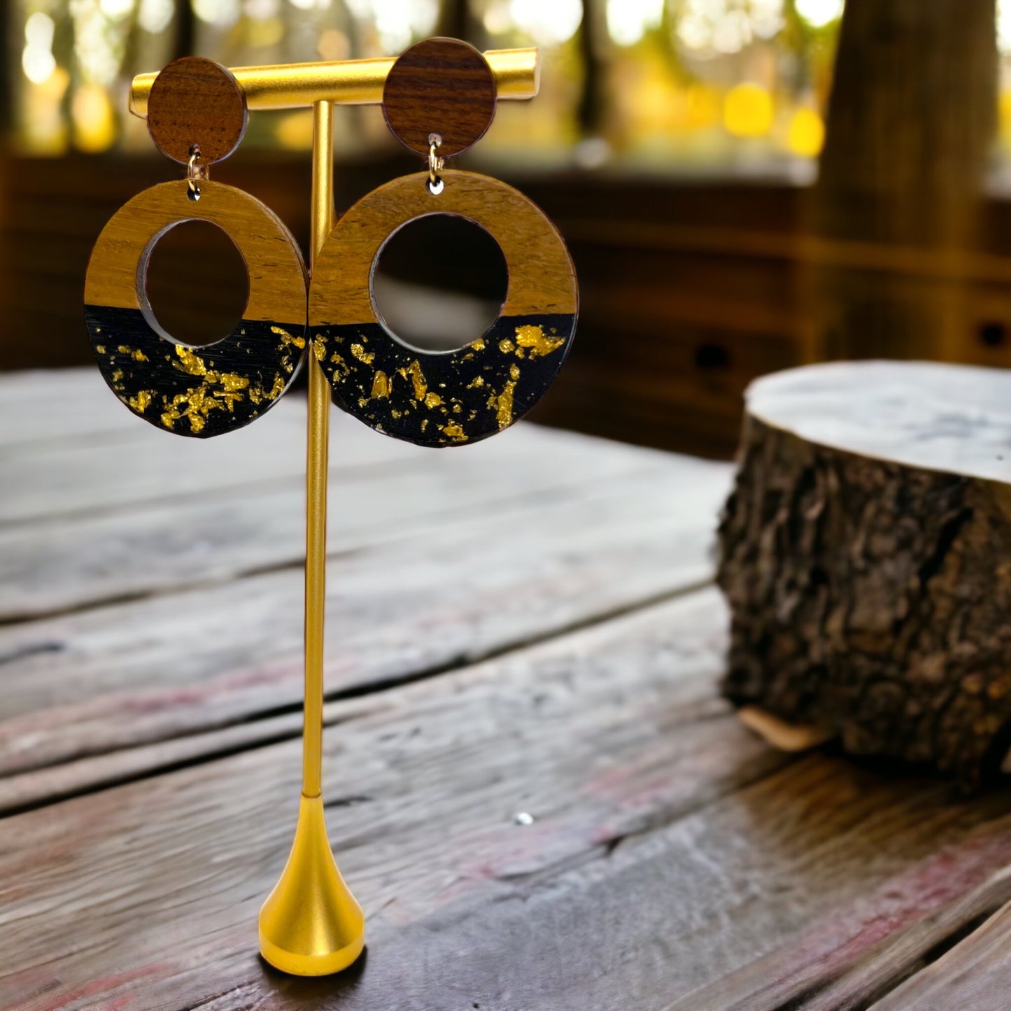 Black and Gold Beaded Earrings - Black and Gold, Fleur de lis, Handmade Earrings, Beaded Accessories, NOLA Saints - Rhythms of Grace Creative