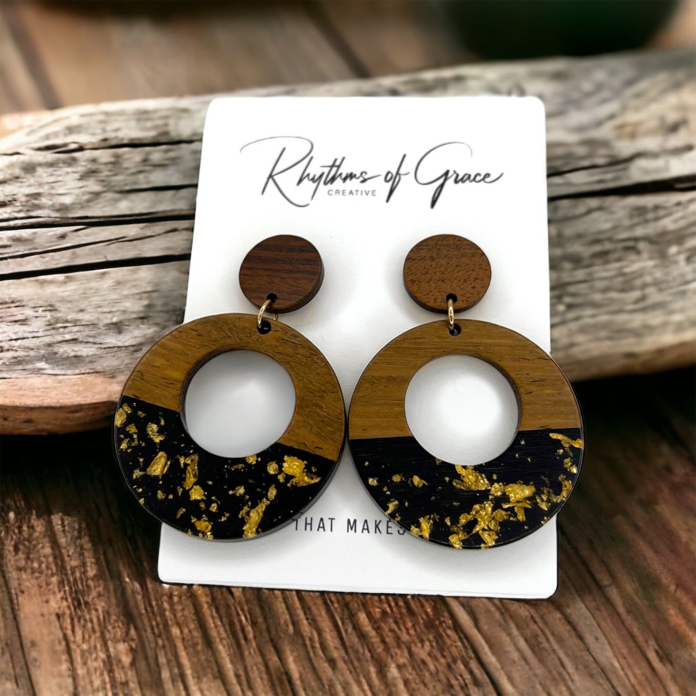 Black and Gold Beaded Earrings - Black and Gold, Fleur de lis, Handmade Earrings, Beaded Accessories, NOLA Saints - Rhythms of Grace Creative
