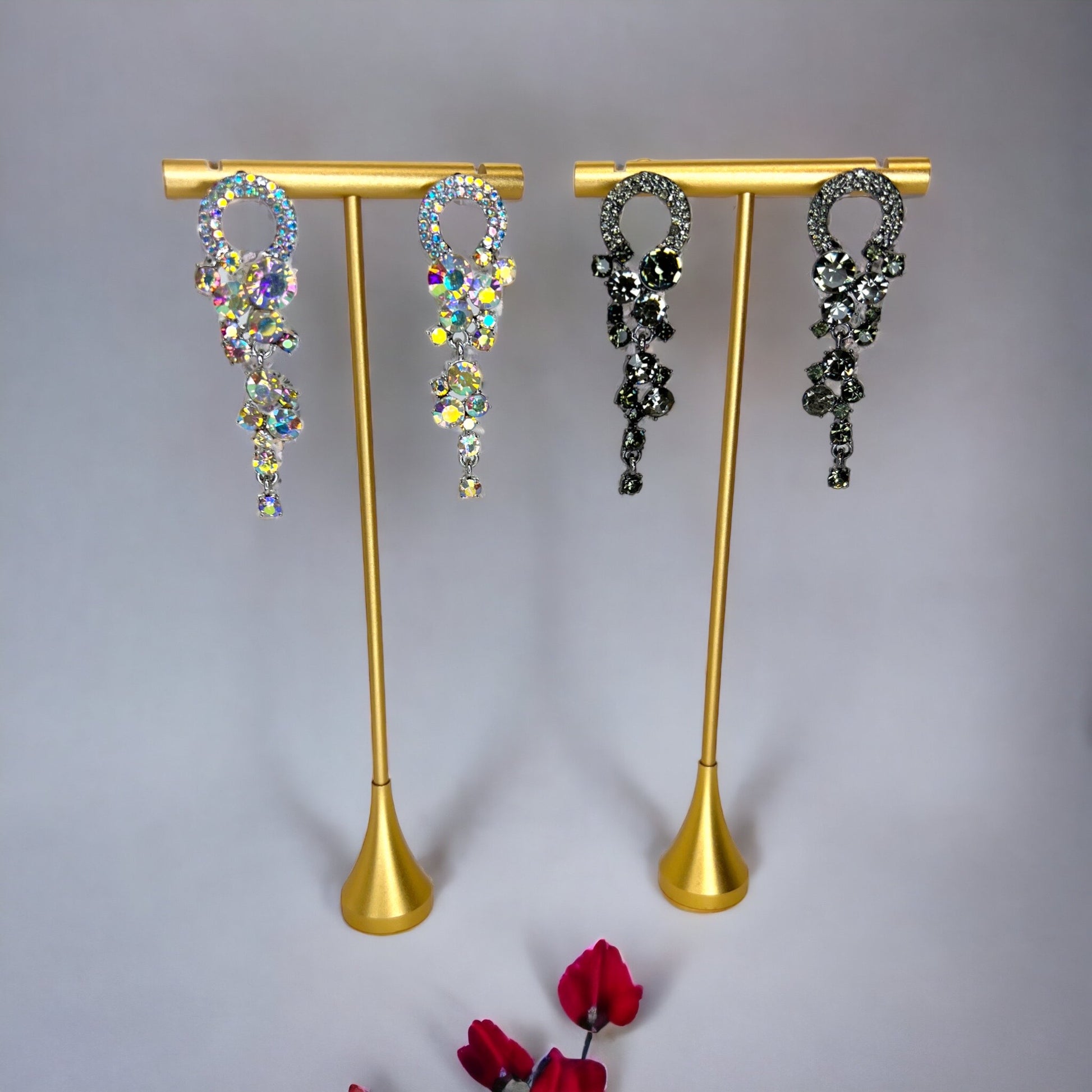 Rhinestone Earrings - Crystal Earrings, Black Rhinestone Earrings, New Years Eve, Prom Accessories - Rhythms of Grace Creative