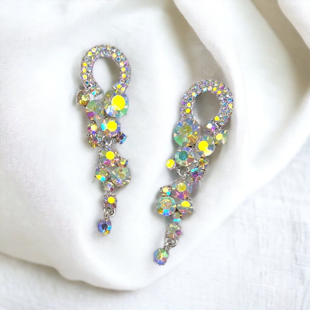Rhinestone Earrings - Crystal Earrings, Black Rhinestone Earrings, New Years Eve, Prom Accessories - Rhythms of Grace Creative