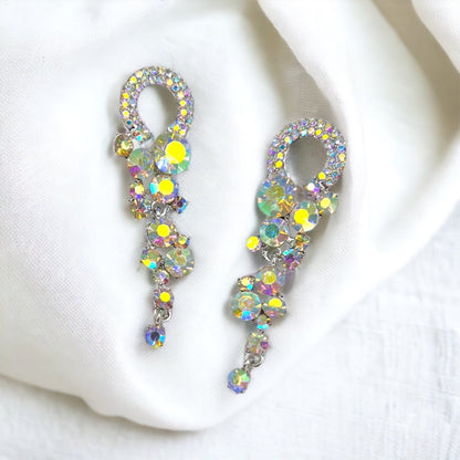 Rhinestone Earrings - Crystal Earrings, Black Rhinestone Earrings, New Years Eve, Prom Accessories - Rhythms of Grace Creative