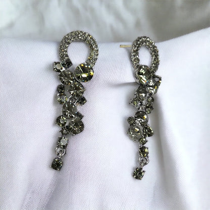 Rhinestone Earrings - Crystal Earrings, Black Rhinestone Earrings, New Years Eve, Prom Accessories - Rhythms of Grace Creative