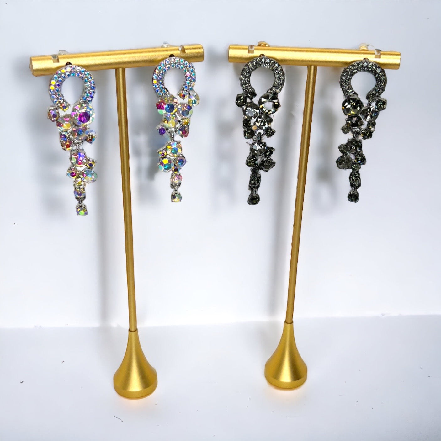 Rhinestone Earrings - Crystal Earrings, Black Rhinestone Earrings, New Years Eve, Prom Accessories - Rhythms of Grace Creative
