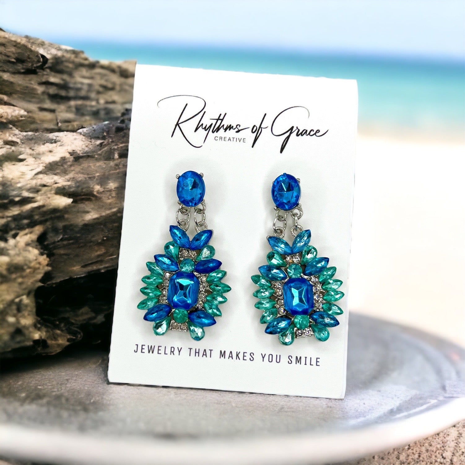 Sparkling Blue Rhinestone Dangle Earrings - Elevate Your Elegance! ✨ - Rhythms of Grace Creative