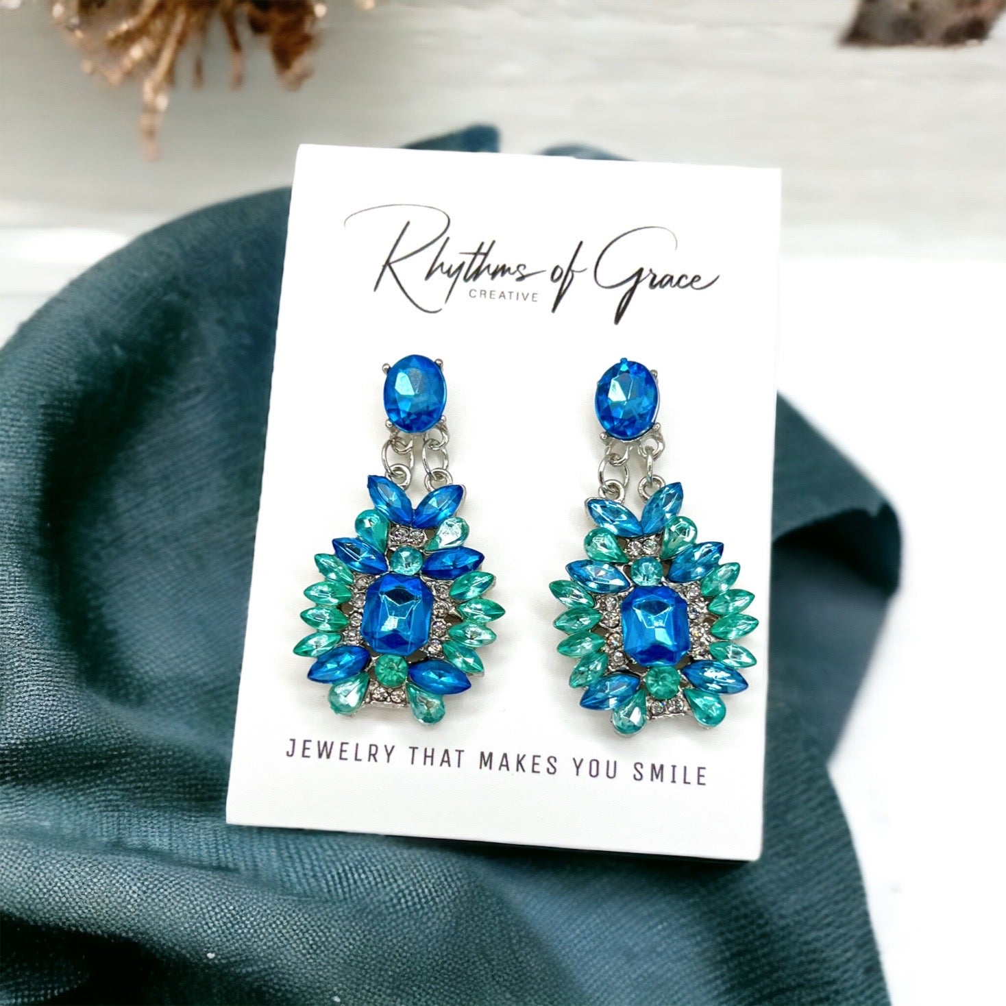 Sparkling Blue Rhinestone Dangle Earrings - Elevate Your Elegance! ✨ - Rhythms of Grace Creative