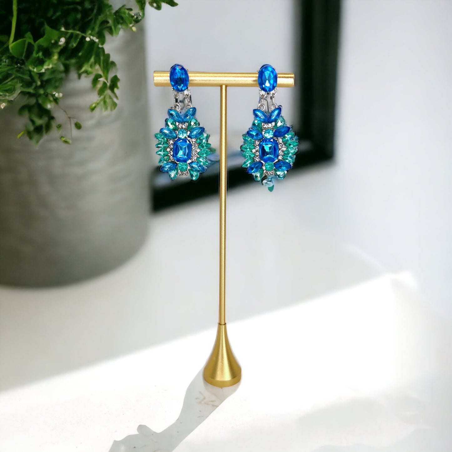 Sparkling Blue Rhinestone Dangle Earrings - Elevate Your Elegance! ✨ - Rhythms of Grace Creative