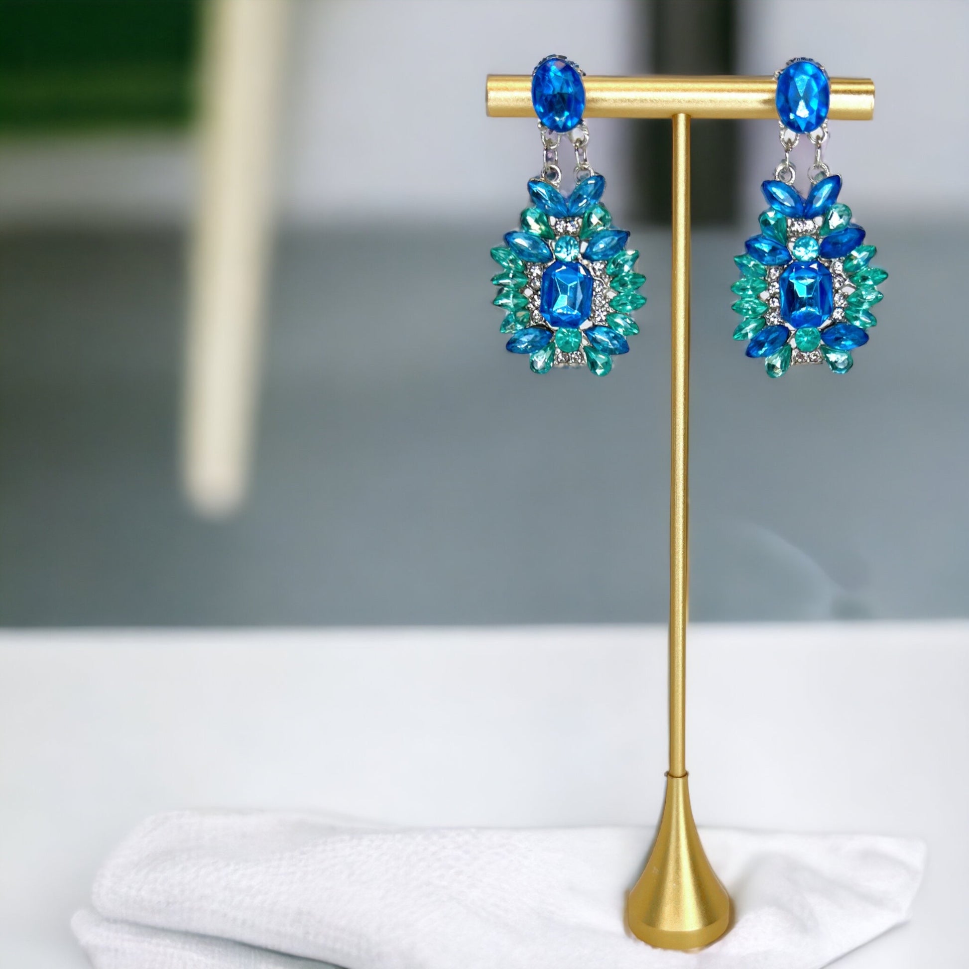 Sparkling Blue Rhinestone Dangle Earrings - Elevate Your Elegance! ✨ - Rhythms of Grace Creative