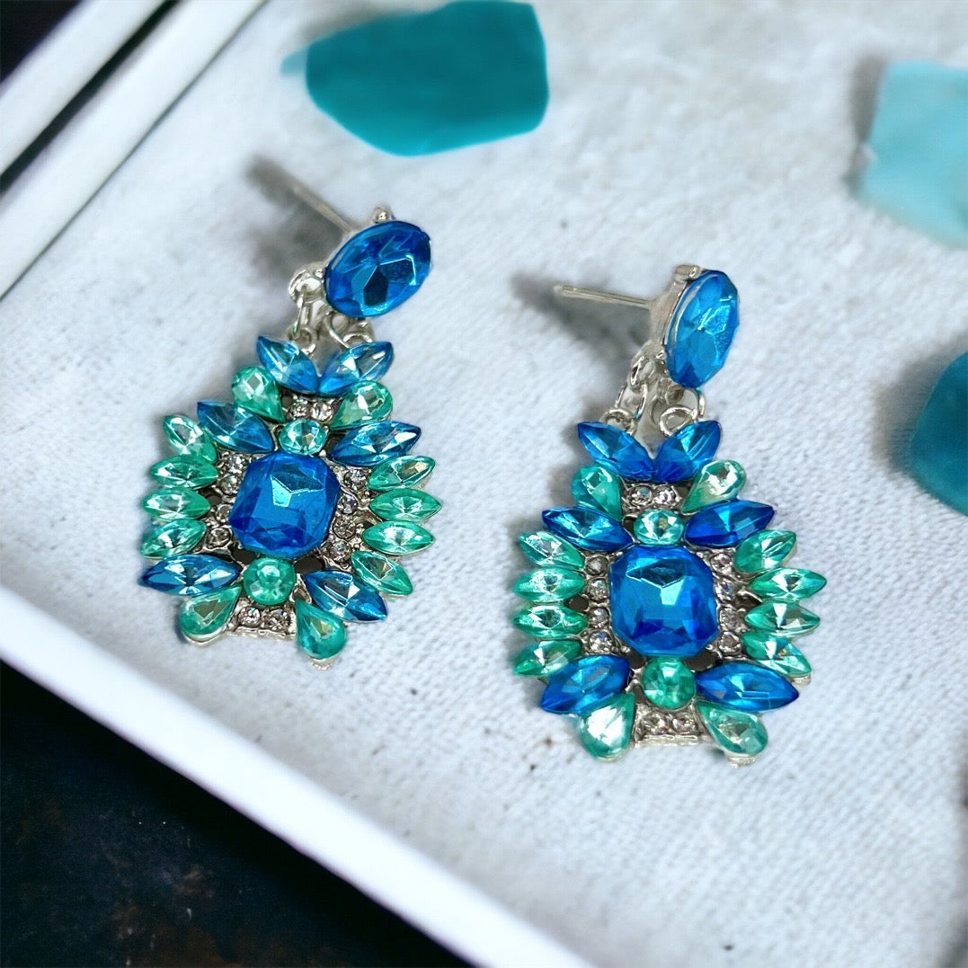 Sparkling Blue Rhinestone Dangle Earrings - Elevate Your Elegance! ✨ - Rhythms of Grace Creative