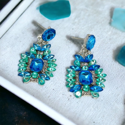 Sparkling Blue Rhinestone Dangle Earrings - Elevate Your Elegance! ✨ - Rhythms of Grace Creative
