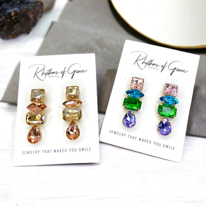 Sparkle in Style: Pastel Rhinestone Drop Earrings - Rhythms of Grace Creative