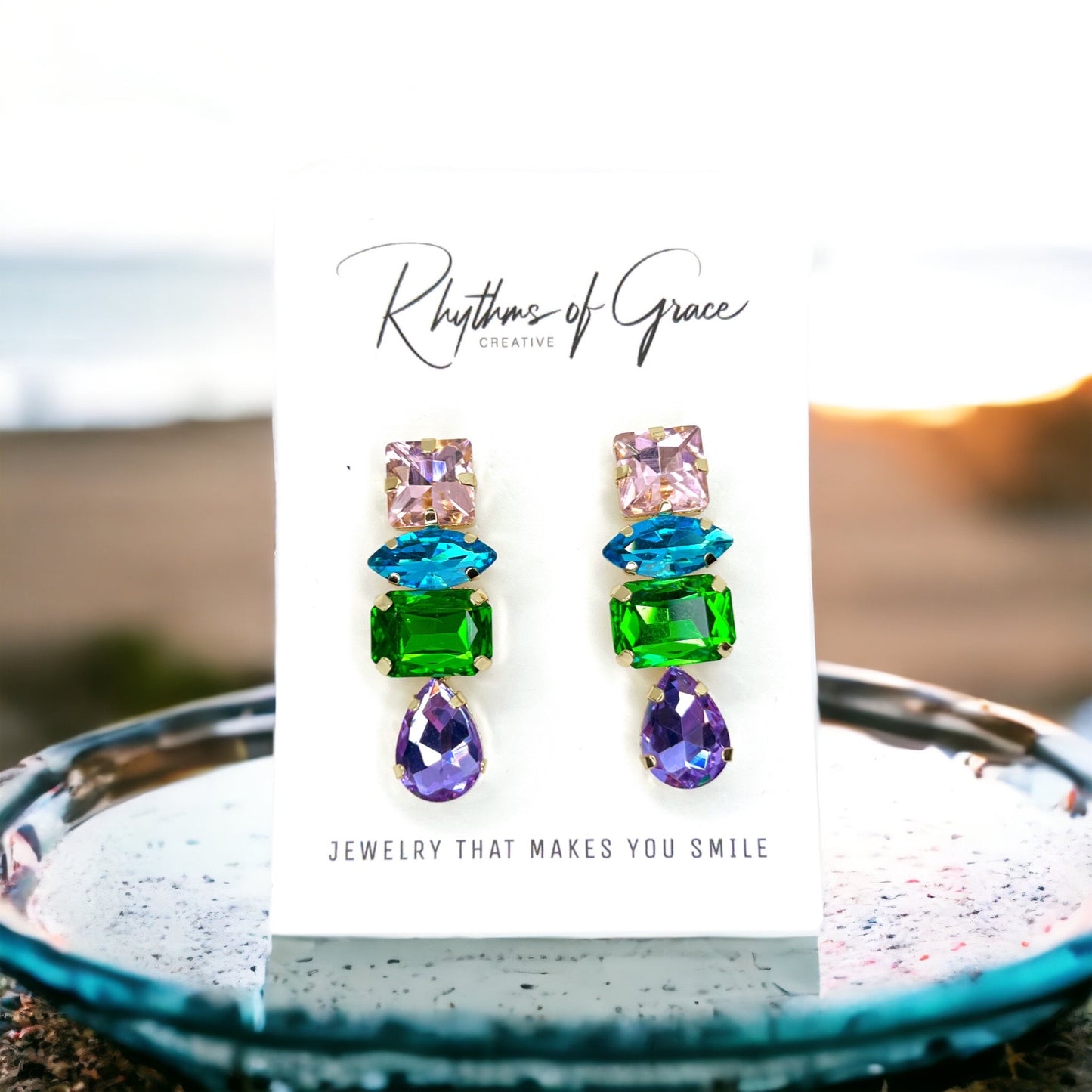 Sparkle in Style: Pastel Rhinestone Drop Earrings - Rhythms of Grace Creative