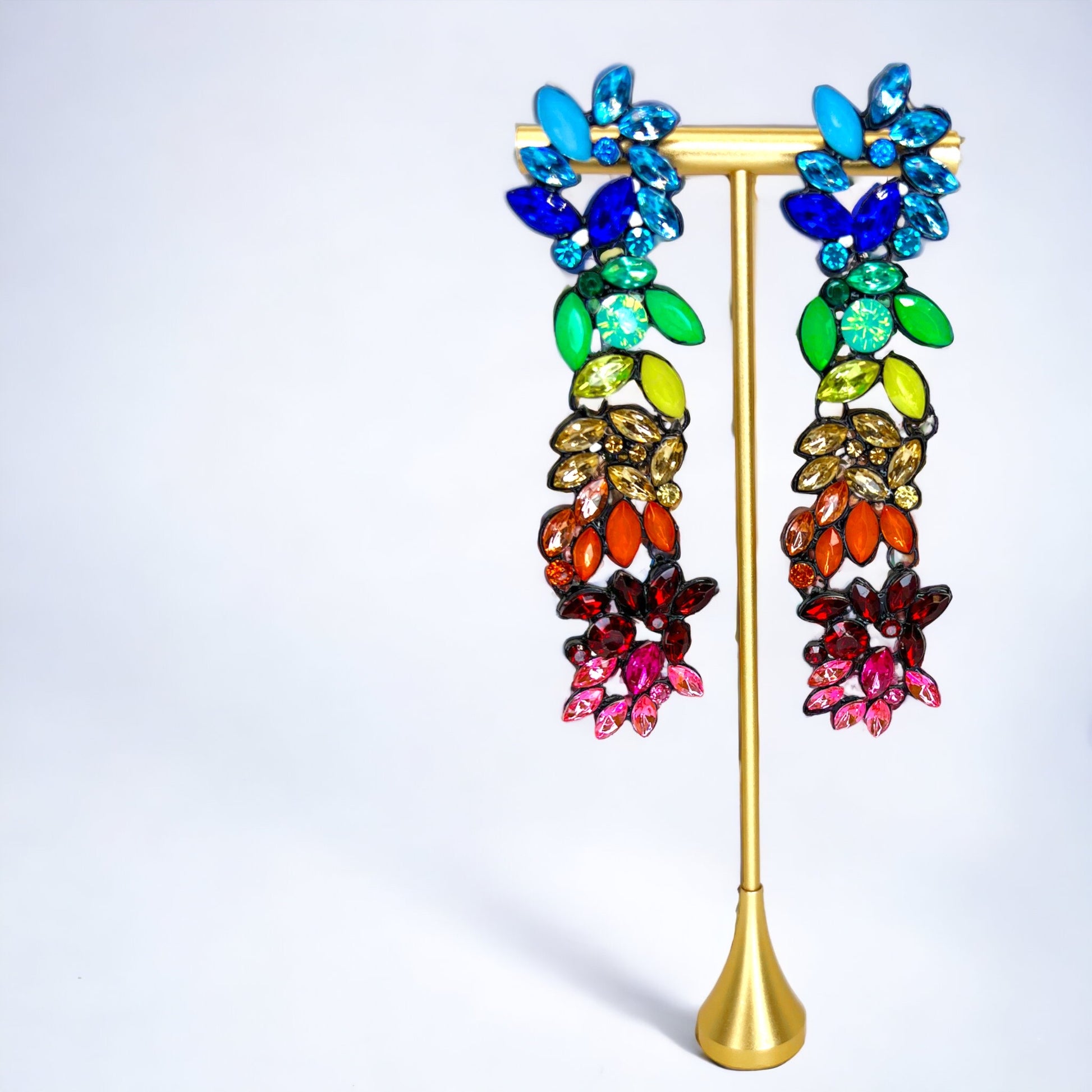 Sparkle & Shine: Rhinestone Rainbow Drop Earrings 🌈 - Rhythms of Grace Creative