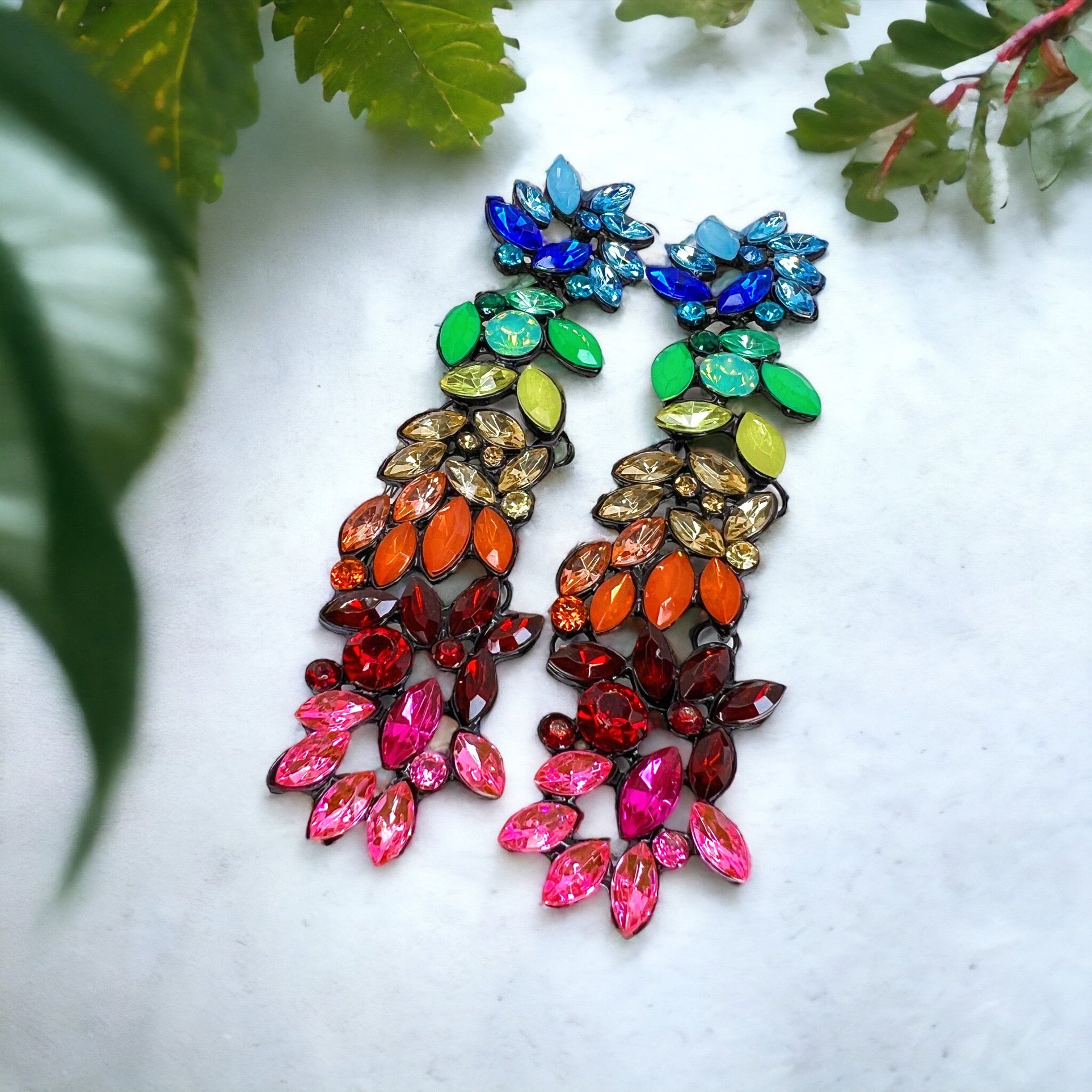 Sparkle & Shine: Rhinestone Rainbow Drop Earrings 🌈 - Rhythms of Grace Creative