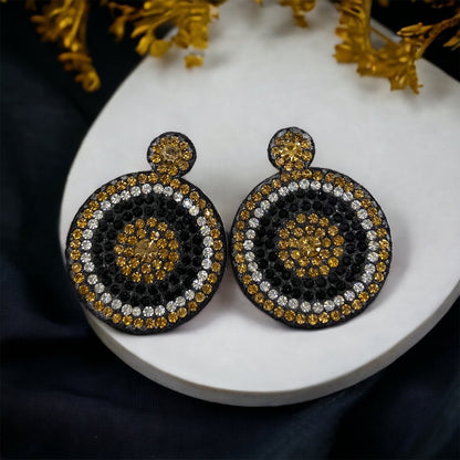 Black and Gold Beaded Earrings - Black and Gold, Fleur de lis, Handmade Earrings, Beaded Accessories, NOLA Saints - Rhythms of Grace Creative