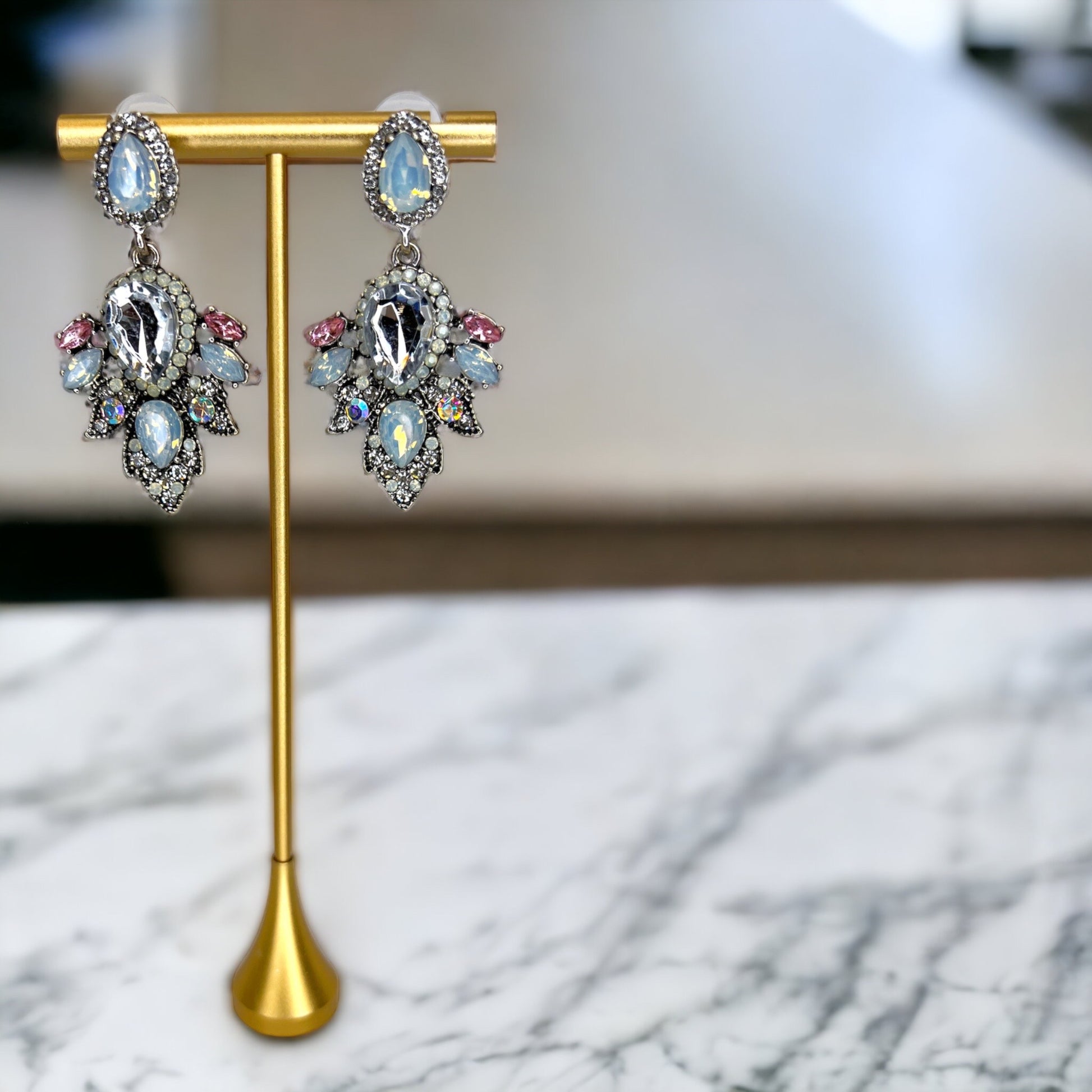 Winter Rhinestone Earrings - Mardi Gras Ball, Rhinestone Earrings, Mardi Gras Jewelry, Parade Outfit - Rhythms of Grace Creative