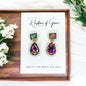 Blue Rhinestone Earrings - Mardi Gras Ball, Rhinestone Earrings, Winter Formal, Parade Outfit - Rhythms of Grace Creative