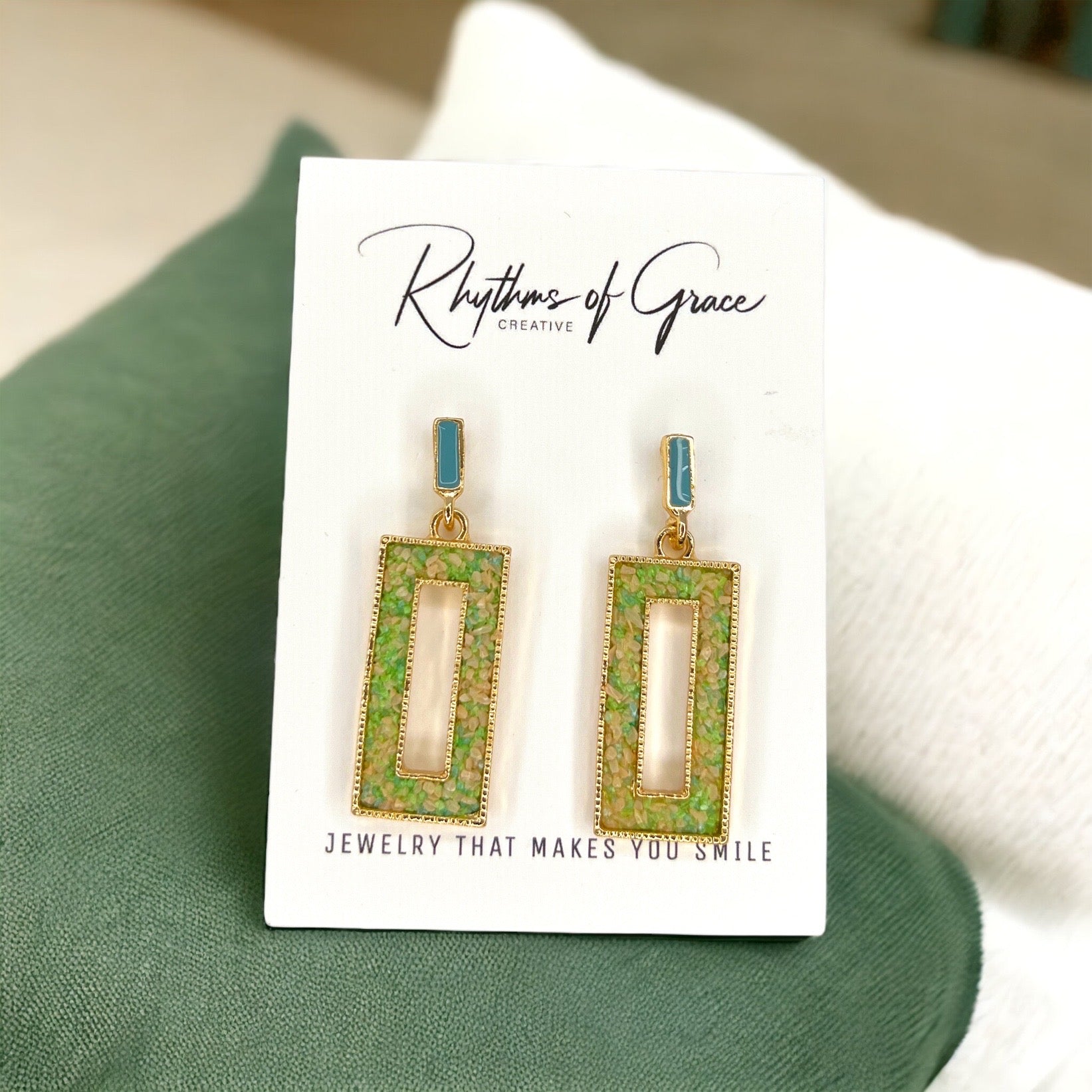Shimmering Seafoam Dream: Dainty Rhinestone Earrings for Every Celebration! ✨ - Rhythms of Grace Creative