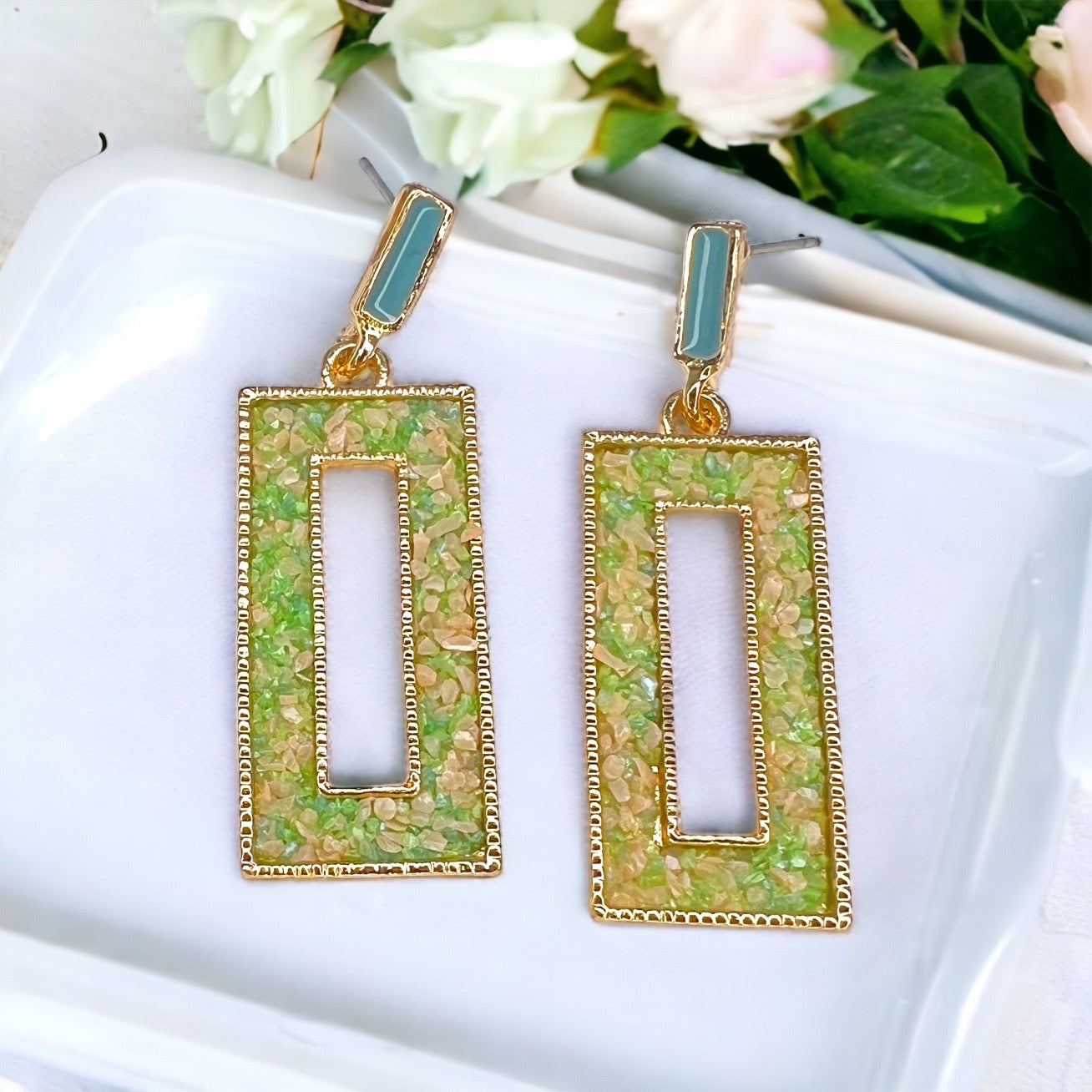 Shimmering Seafoam Dream: Dainty Rhinestone Earrings for Every Celebration! ✨ - Rhythms of Grace Creative