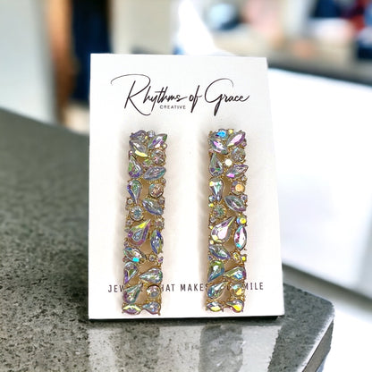 Rhinestone Drop Earrings - Handmade Jewelry, Homecoming Dance, Handmade Earrings, Rhinestone Earrings, Princess Earrings, Sparkly Earrings - Rhythms of Grace Creative