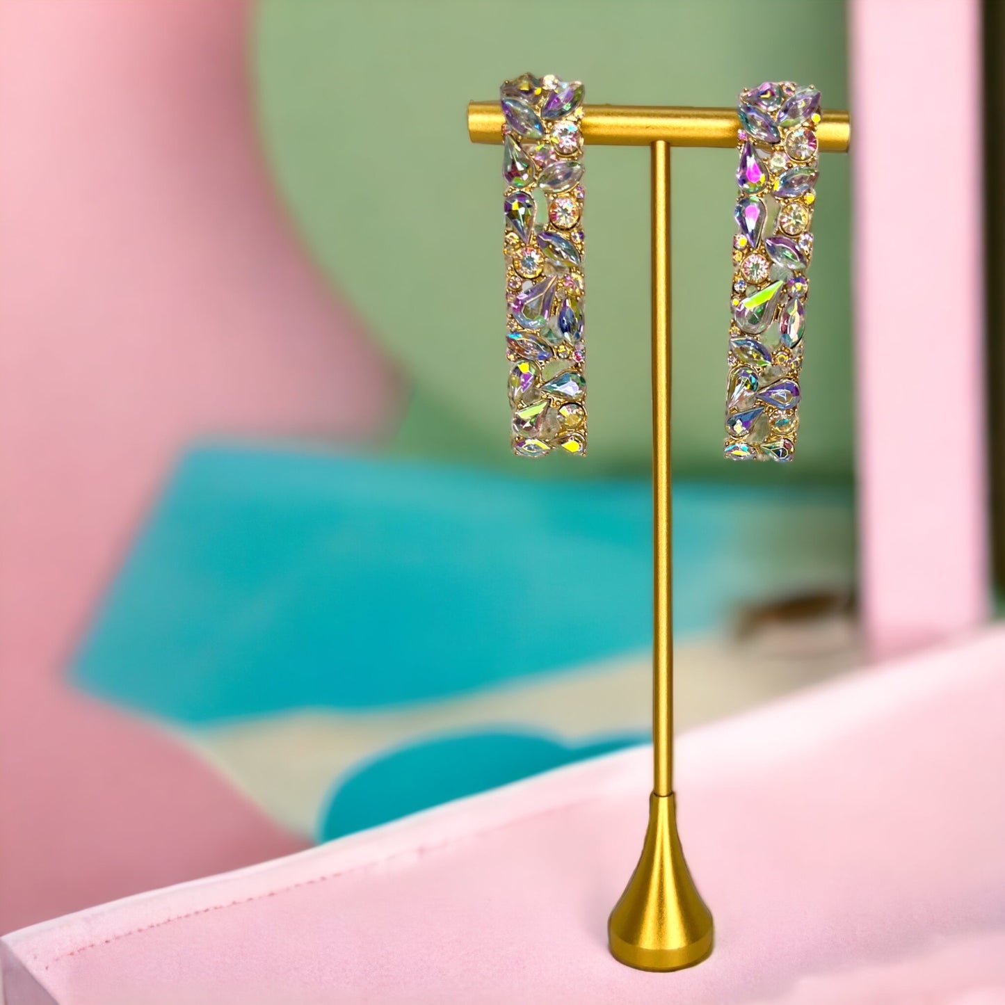 Rhinestone Drop Earrings - Handmade Jewelry, Homecoming Dance, Handmade Earrings, Rhinestone Earrings, Princess Earrings, Sparkly Earrings - Rhythms of Grace Creative