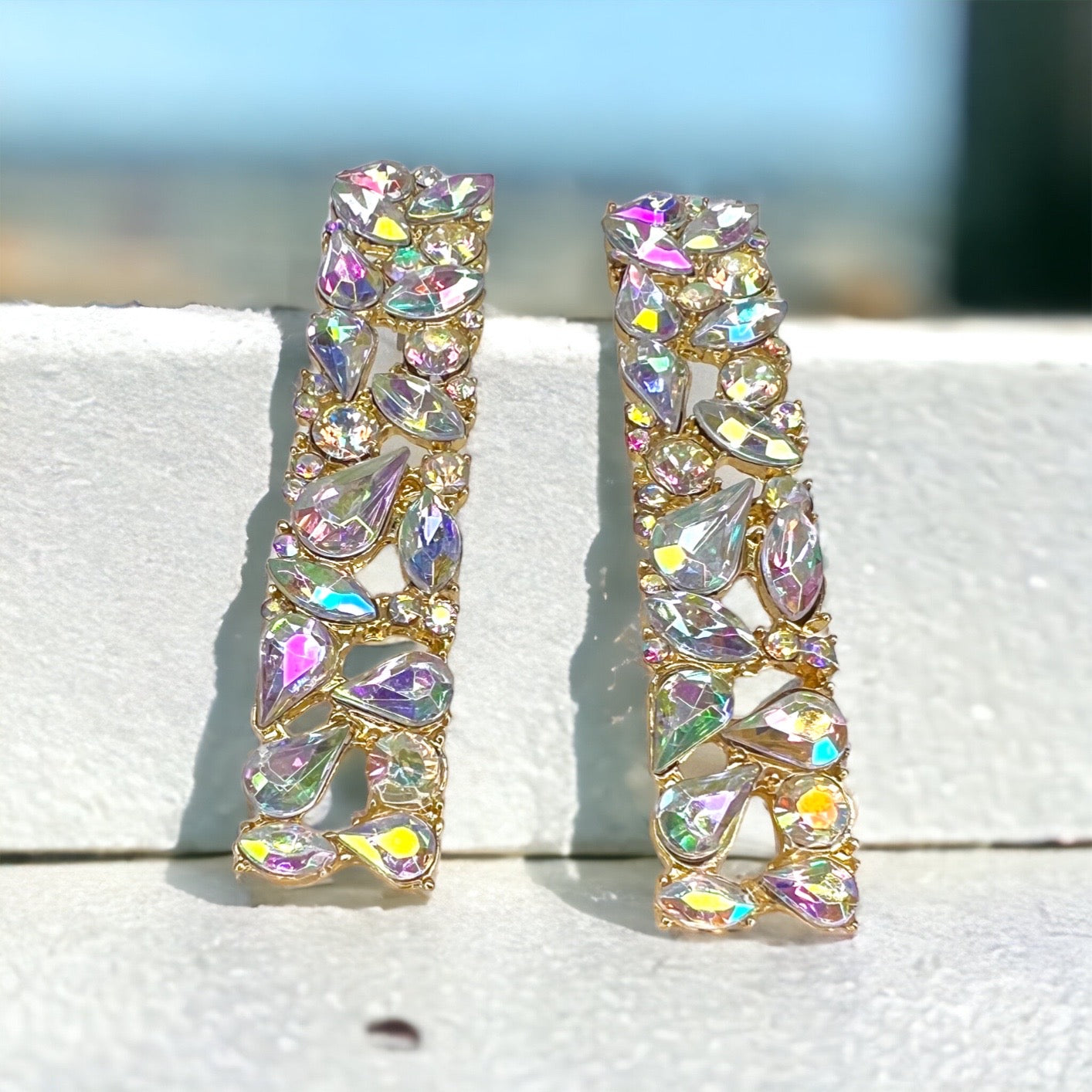 Rhinestone Drop Earrings - Handmade Jewelry, Homecoming Dance, Handmade Earrings, Rhinestone Earrings, Princess Earrings, Sparkly Earrings - Rhythms of Grace Creative
