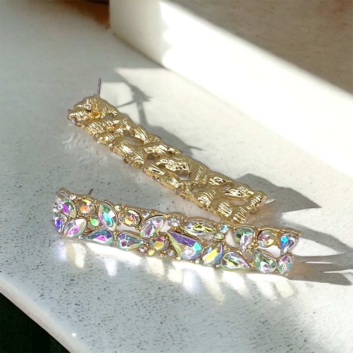 Rhinestone Drop Earrings - Handmade Jewelry, Homecoming Dance, Handmade Earrings, Rhinestone Earrings, Princess Earrings, Sparkly Earrings - Rhythms of Grace Creative