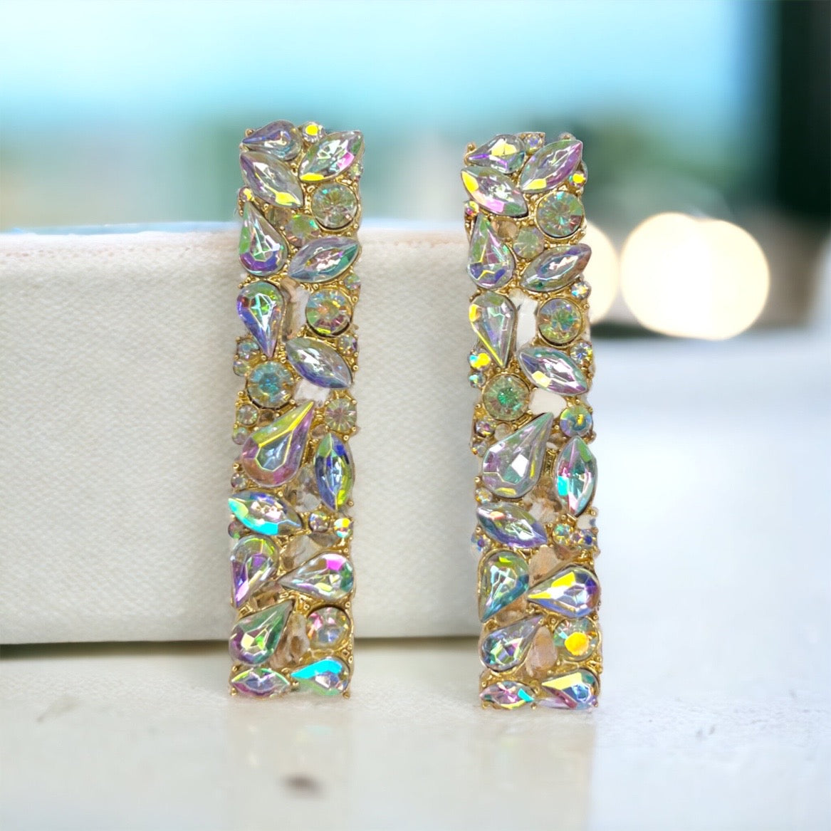 Rhinestone Drop Earrings - Handmade Jewelry, Homecoming Dance, Handmade Earrings, Rhinestone Earrings, Princess Earrings, Sparkly Earrings - Rhythms of Grace Creative