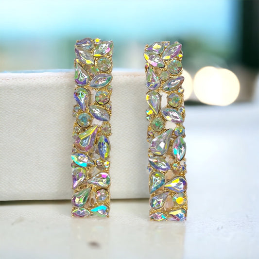 Rhinestone Drop Earrings - Handmade Jewelry, Homecoming Dance, Handmade Earrings, Rhinestone Earrings, Princess Earrings, Sparkly Earrings - Rhythms of Grace Creative