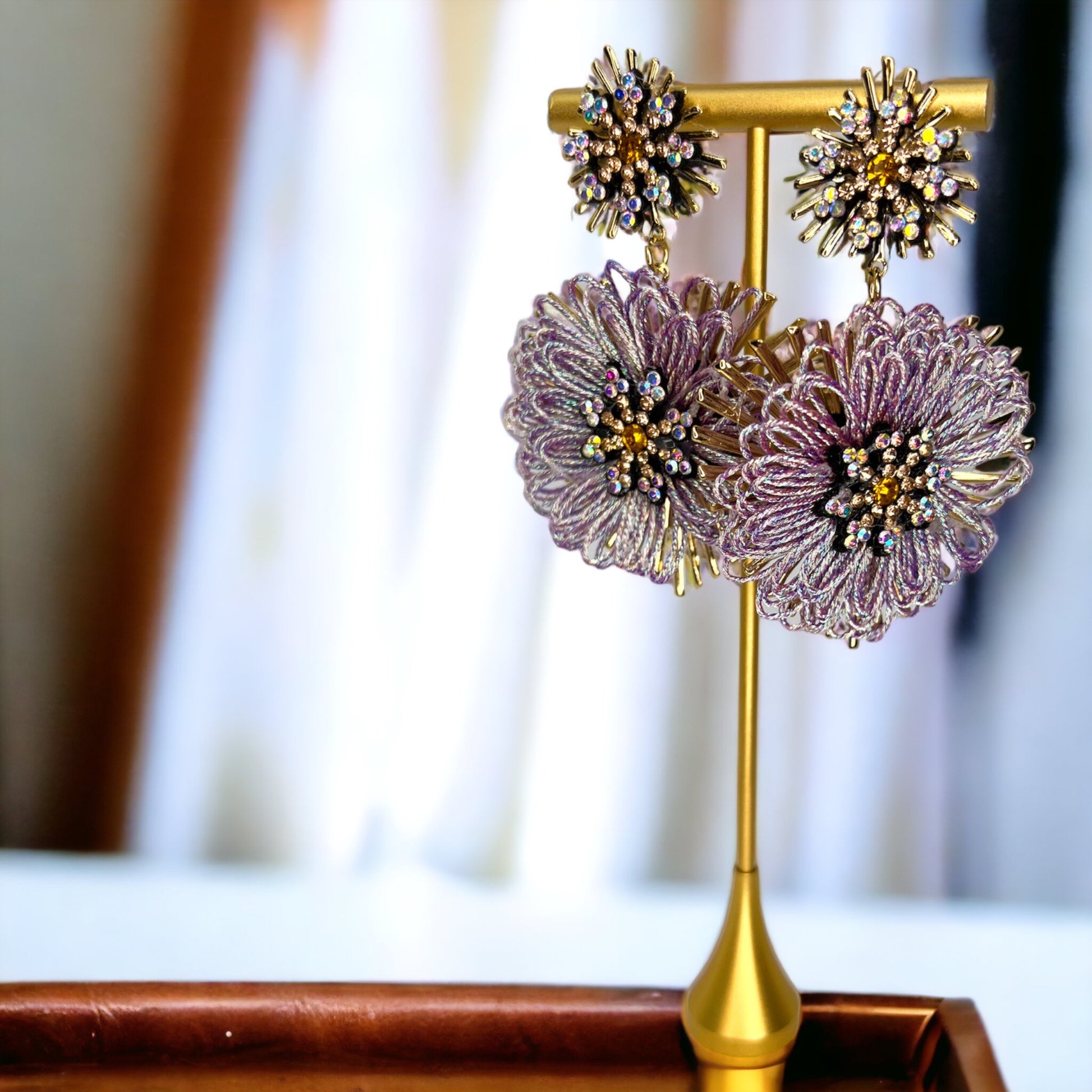 Beaded Flower Earrings - Boho Chic, Lavender Earrings, Floral Accessories, Fun and Funky - Rhythms of Grace Creative