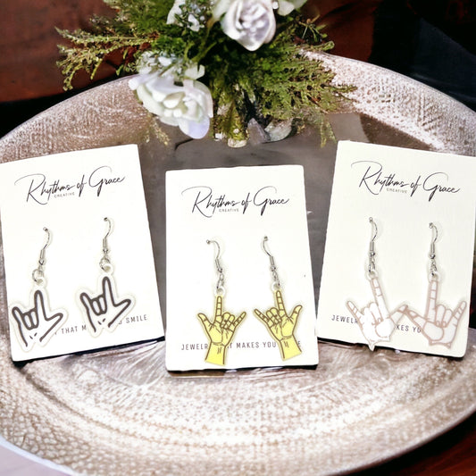 Love in Every Gesture: Sign Language Dangle Earrings! - Rhythms of Grace Creative