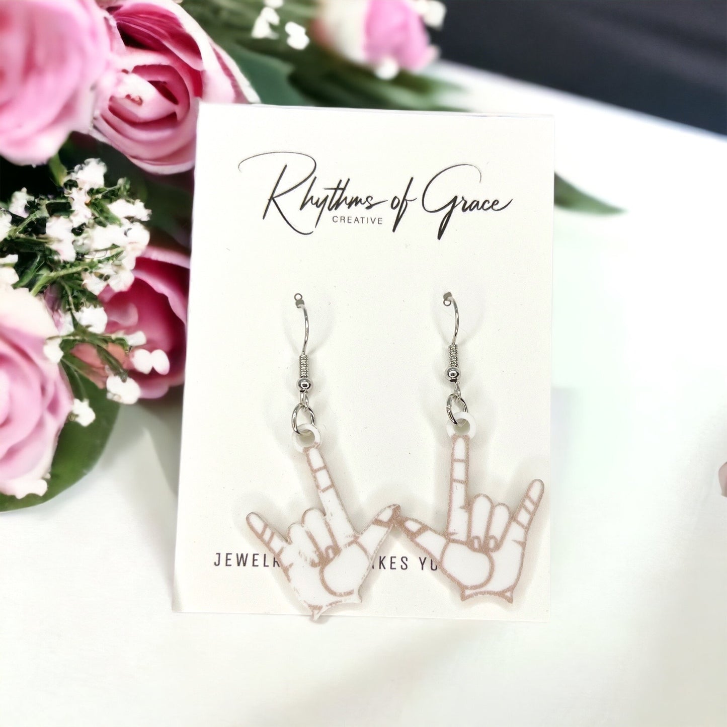 Love in Every Gesture: Sign Language Dangle Earrings! - Rhythms of Grace Creative