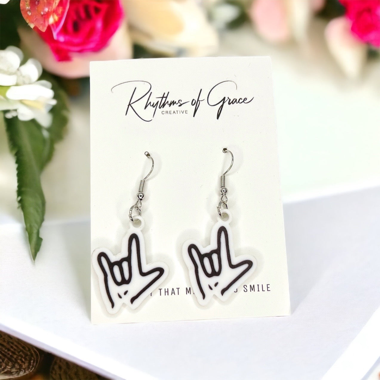 Love in Every Gesture: Sign Language Dangle Earrings! - Rhythms of Grace Creative