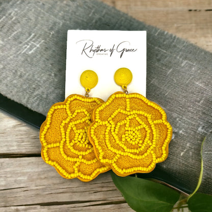 Charming Beaded Flower Earrings - Bohemian Chic, Perfect for Kentucky Derby & Gifts! - Rhythms of Grace Creative