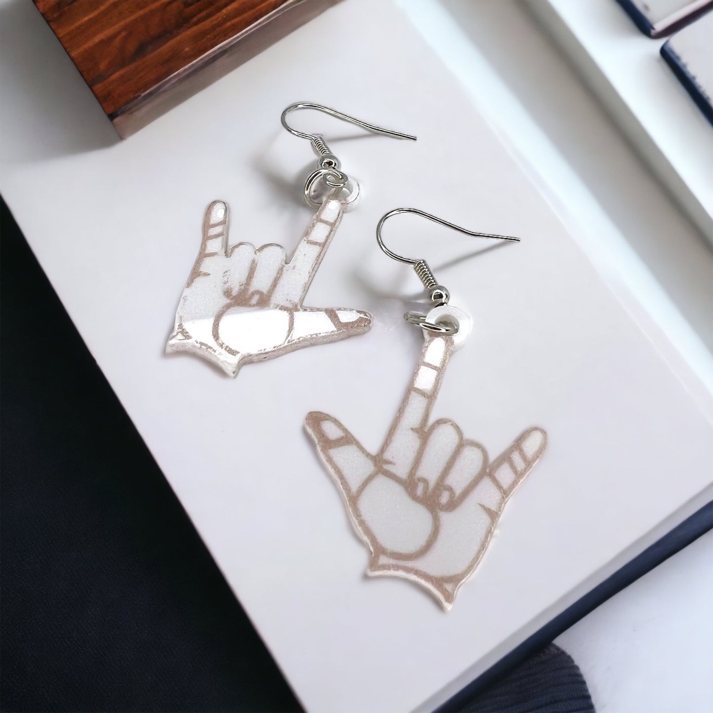 Love in Every Gesture: Sign Language Dangle Earrings! - Rhythms of Grace Creative