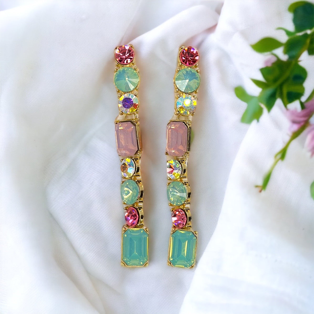 Pastel Dreams: Dazzling Rhinestone Dangle Earrings for Every Occasion! - Rhythms of Grace Creative