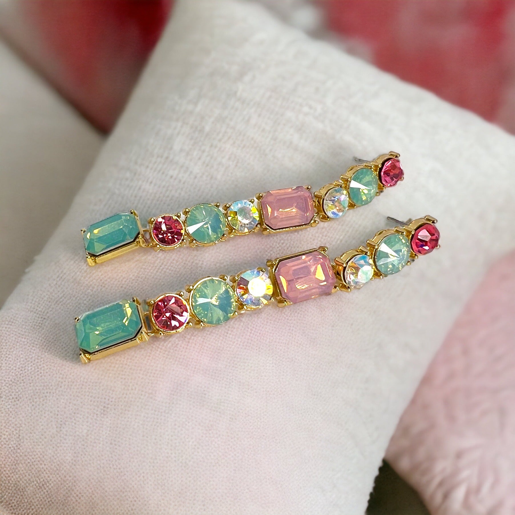 Pastel Dreams: Dazzling Rhinestone Dangle Earrings for Every Occasion! - Rhythms of Grace Creative