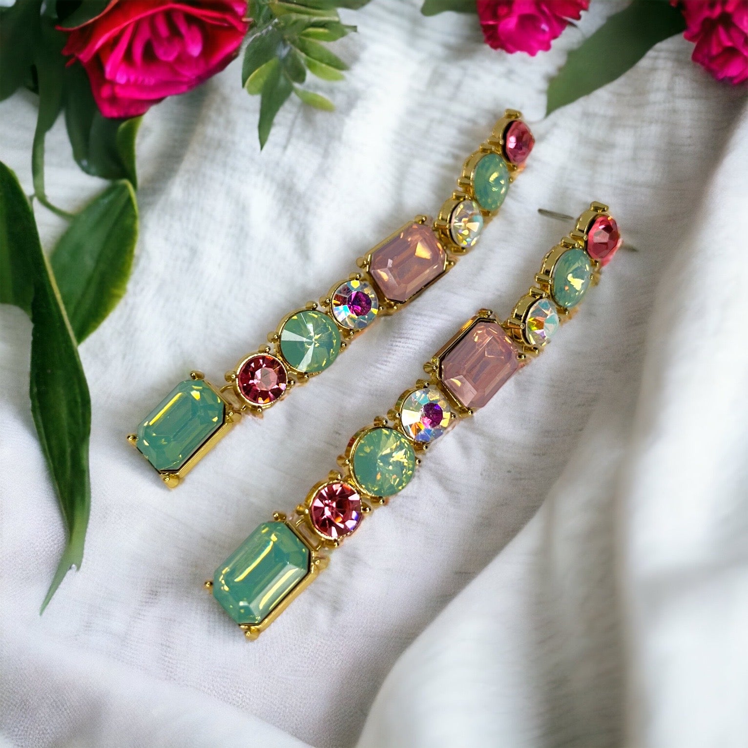 Pastel Dreams: Dazzling Rhinestone Dangle Earrings for Every Occasion! - Rhythms of Grace Creative