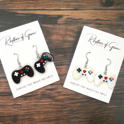 Game Controller Earrings - 90’s Retro, Gamer Earrings, Gaming Consoler, Cartoon Character, Controller Earrings, Handmade Earrings - Rhythms of Grace Creative