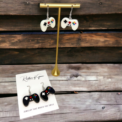 Game Controller Earrings - 90’s Retro, Gamer Earrings, Gaming Consoler, Cartoon Character, Controller Earrings, Handmade Earrings - Rhythms of Grace Creative