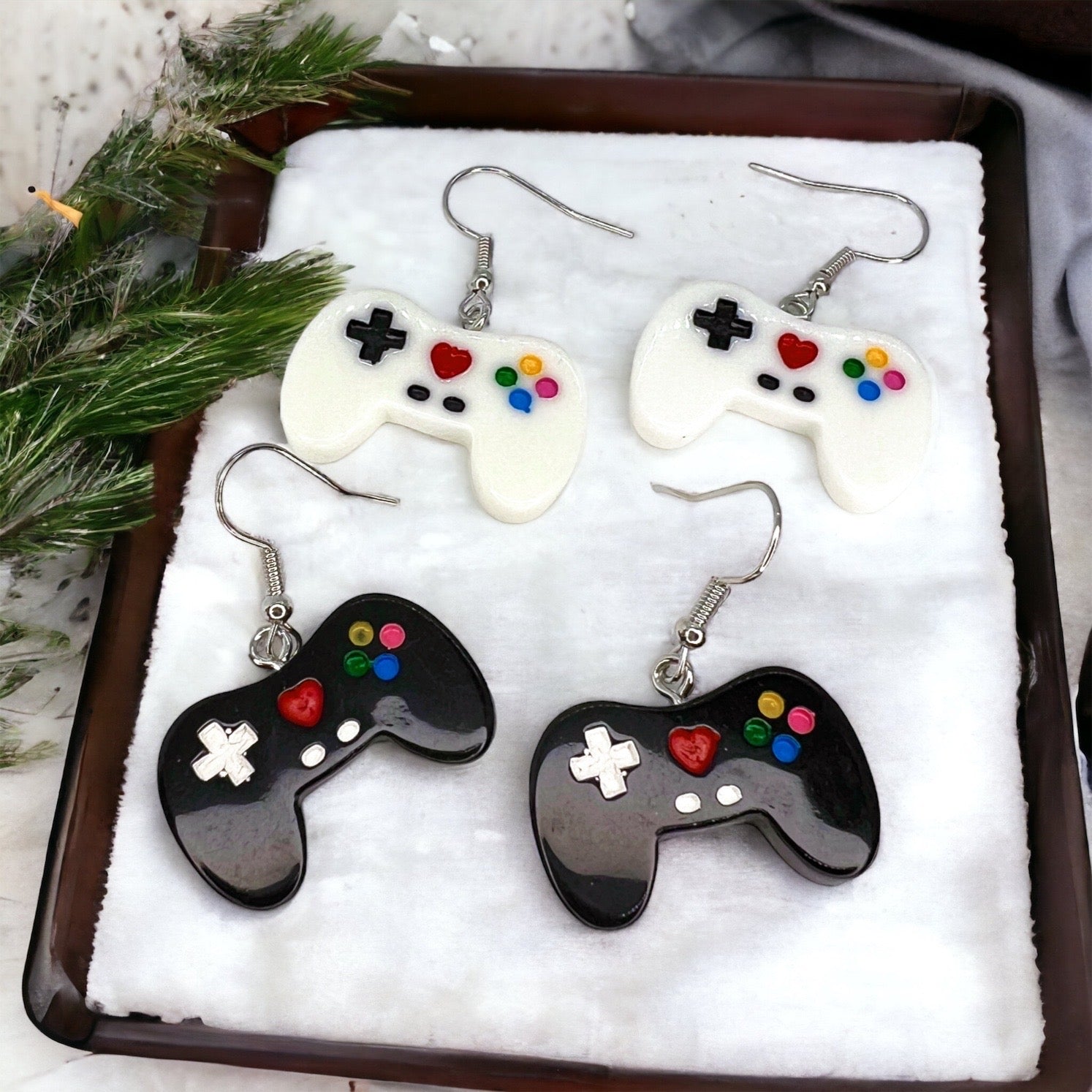 Game Controller Earrings - 90’s Retro, Gamer Earrings, Gaming Consoler, Cartoon Character, Controller Earrings, Handmade Earrings - Rhythms of Grace Creative