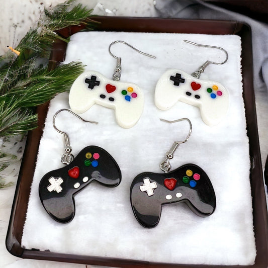 Game Controller Earrings - 90’s Retro, Gamer Earrings, Gaming Consoler, Cartoon Character, Controller Earrings, Handmade Earrings - Rhythms of Grace Creative