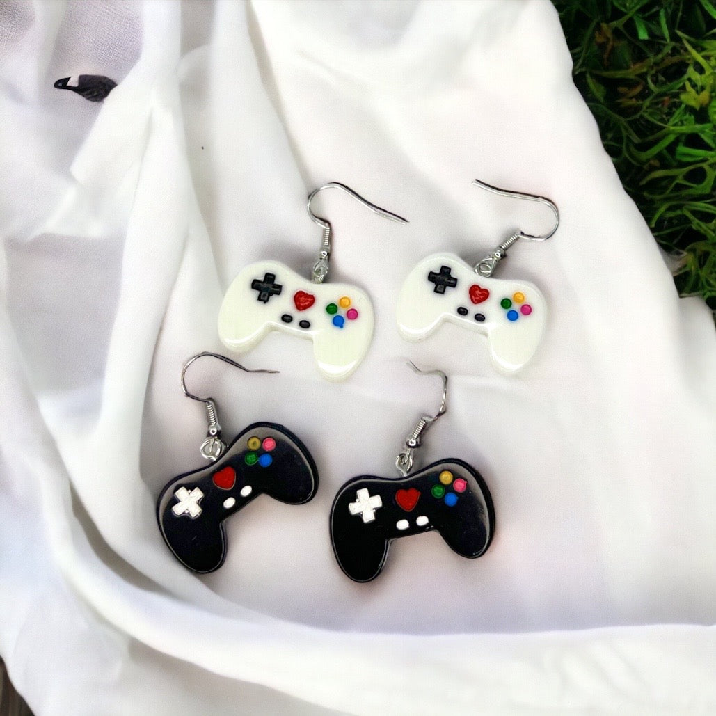 Game Controller Earrings - 90’s Retro, Gamer Earrings, Gaming Consoler, Cartoon Character, Controller Earrings, Handmade Earrings - Rhythms of Grace Creative