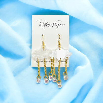 Raincloud Earrings - Crystal Earrings, Cloud Earrings, Handmade Earrings, Weather Earrings - Rhythms of Grace Creative