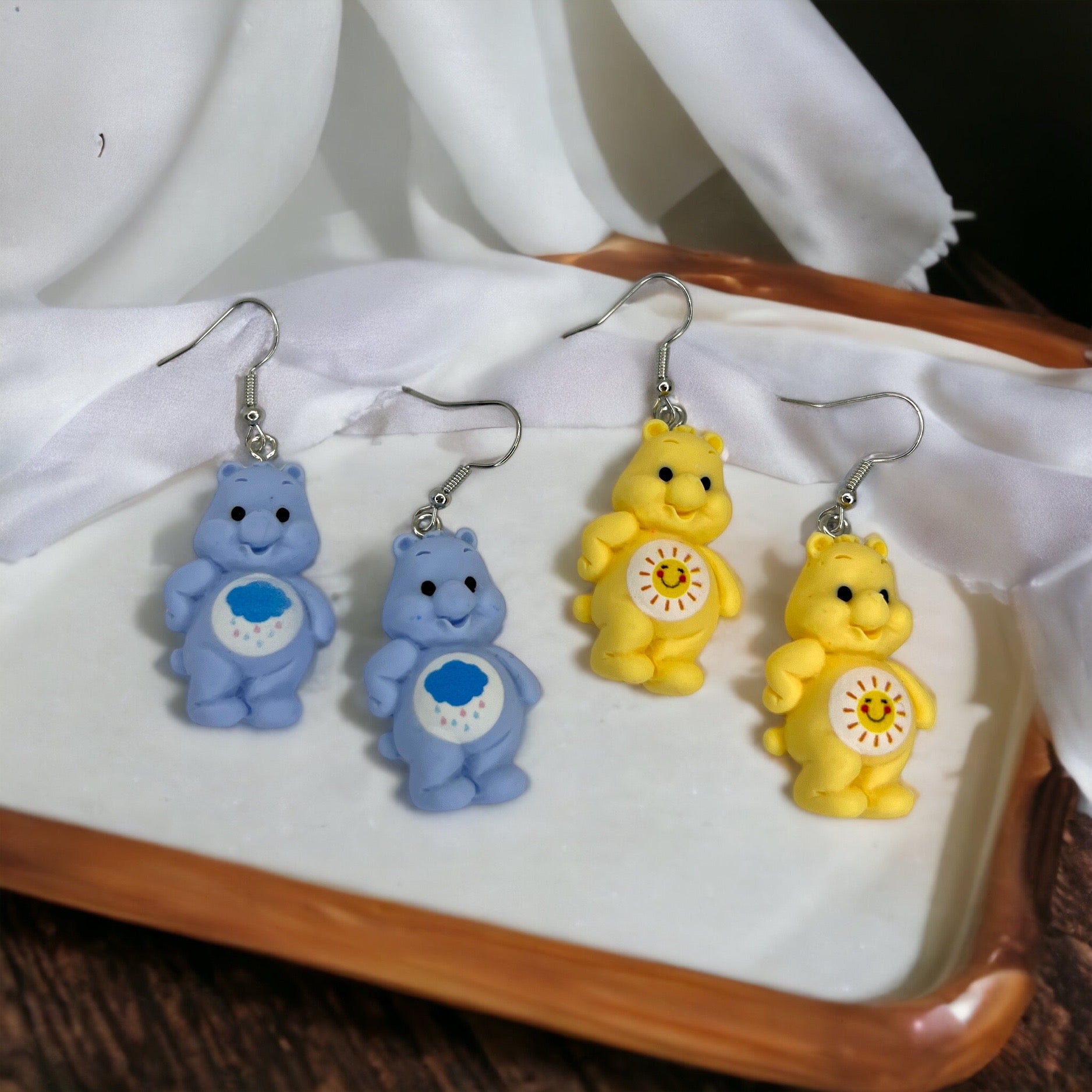 Care Bear Earrings - 80’s Retro, Care Bear Earrings, Care Bear Costume, Cartoon Character, Carebear Earrings, Handmade Earrings - Rhythms of Grace Creative