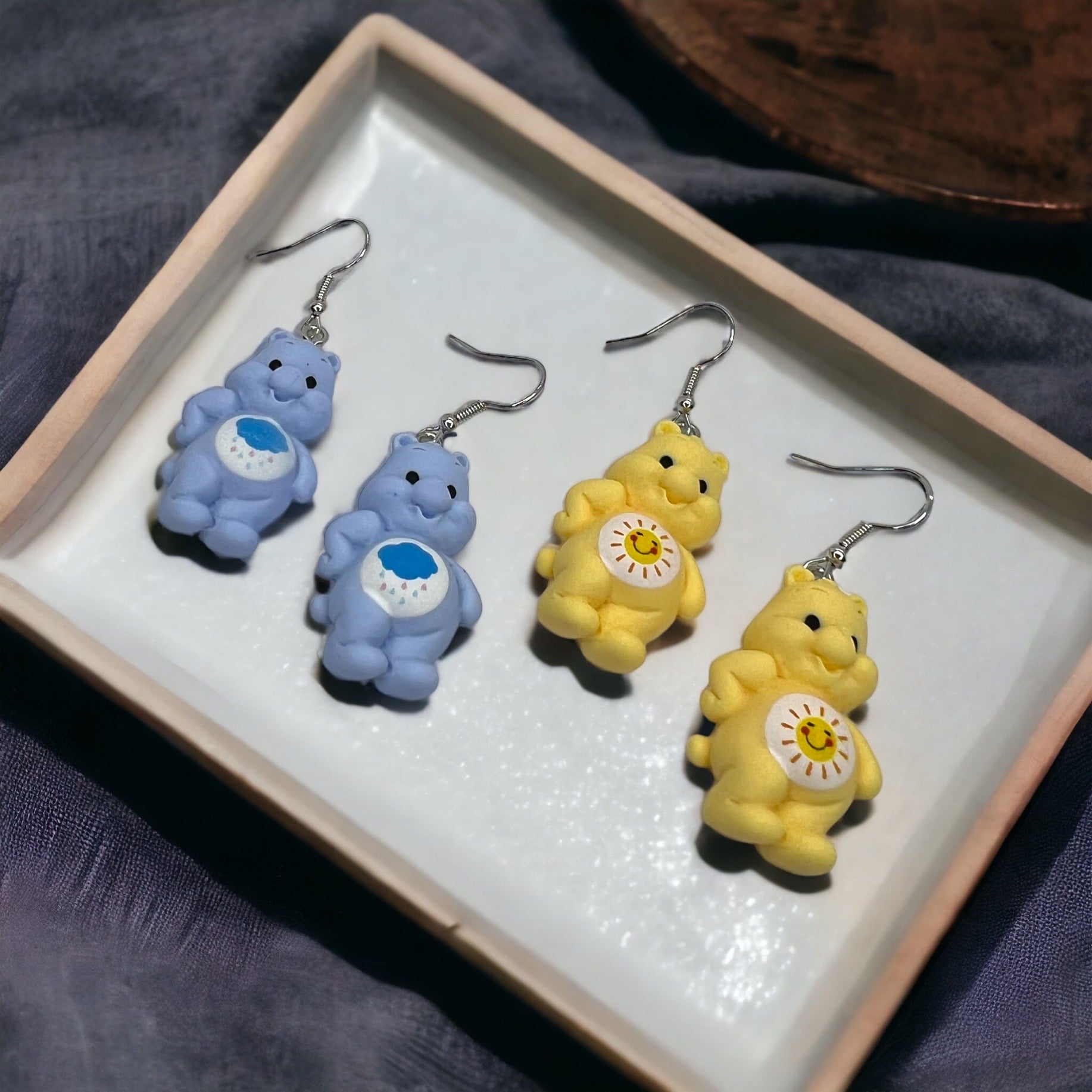 Care Bear Earrings - 80’s Retro, Care Bear Earrings, Care Bear Costume, Cartoon Character, Carebear Earrings, Handmade Earrings - Rhythms of Grace Creative