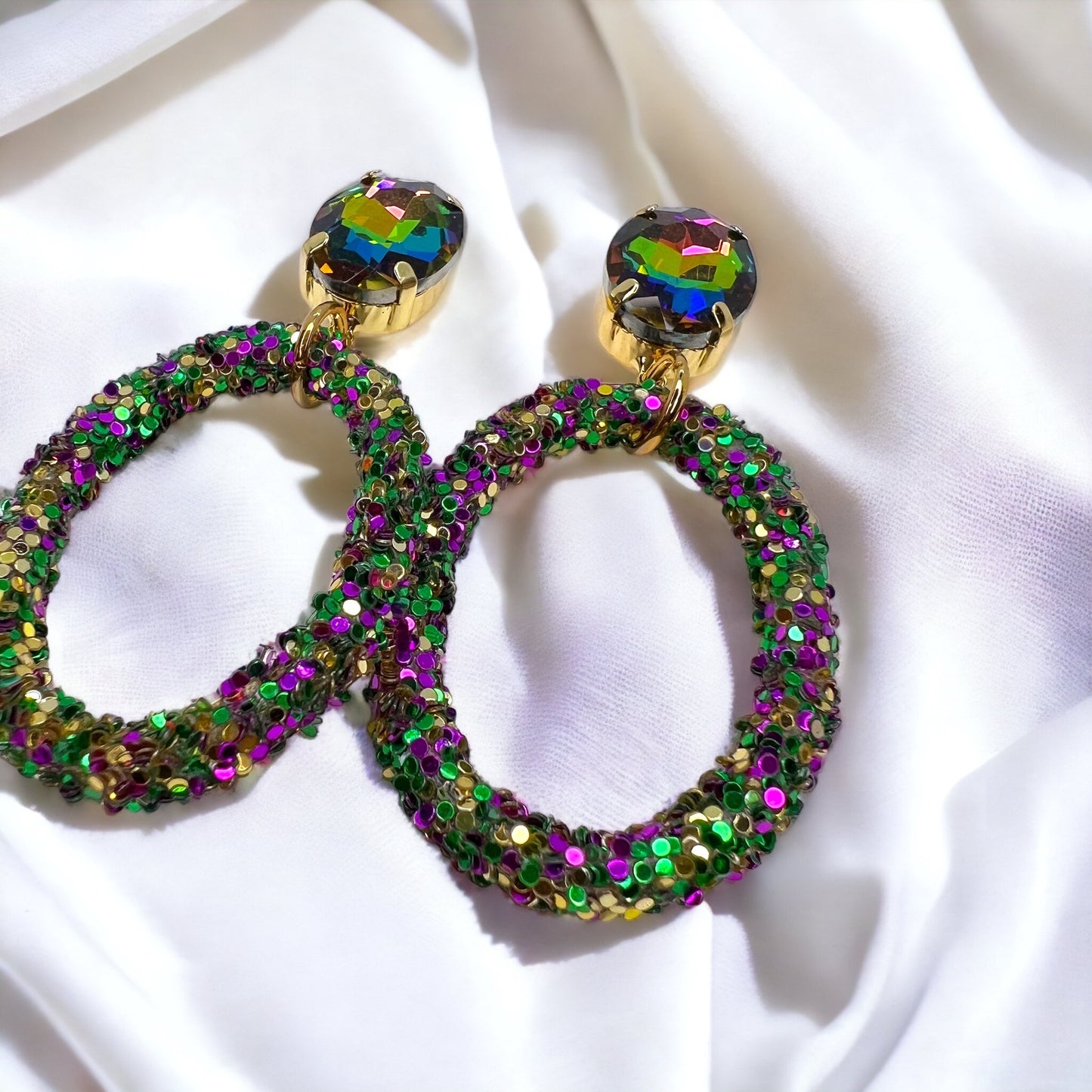 Sparkle and Shine: Dazzling Mardi Gras Dangle Earrings in Royal Colors! - Rhythms of Grace Creative