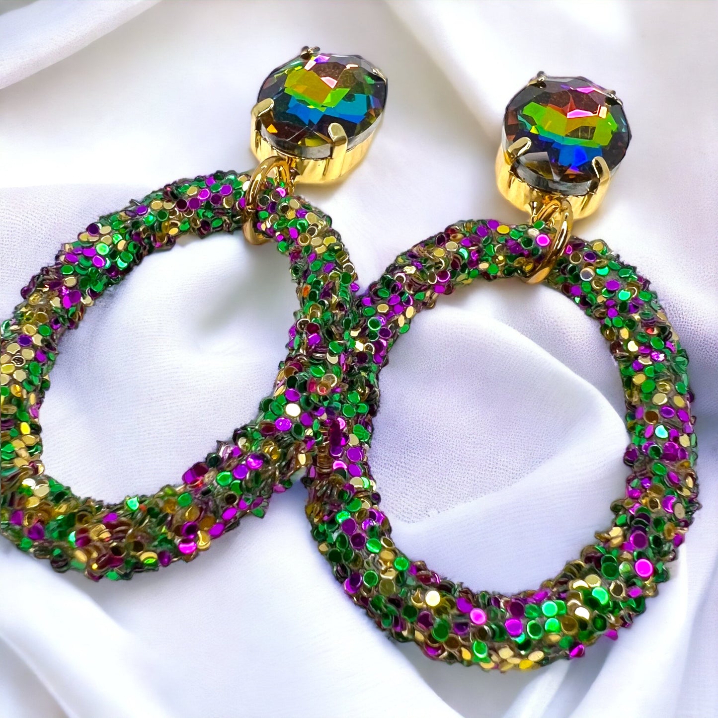 Sparkle and Shine: Dazzling Mardi Gras Dangle Earrings in Royal Colors! - Rhythms of Grace Creative